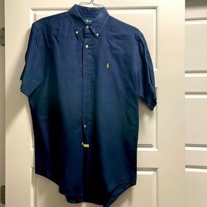 Mens Ralph Lauren navy blue linen shirt. Size M